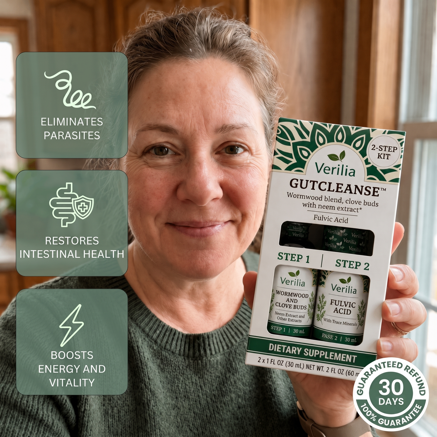 Verilia® GutCleanse 2-Step Parasite Cleanse Kit - Natural Herbal Detox for a Cleaner, Healthier Gut